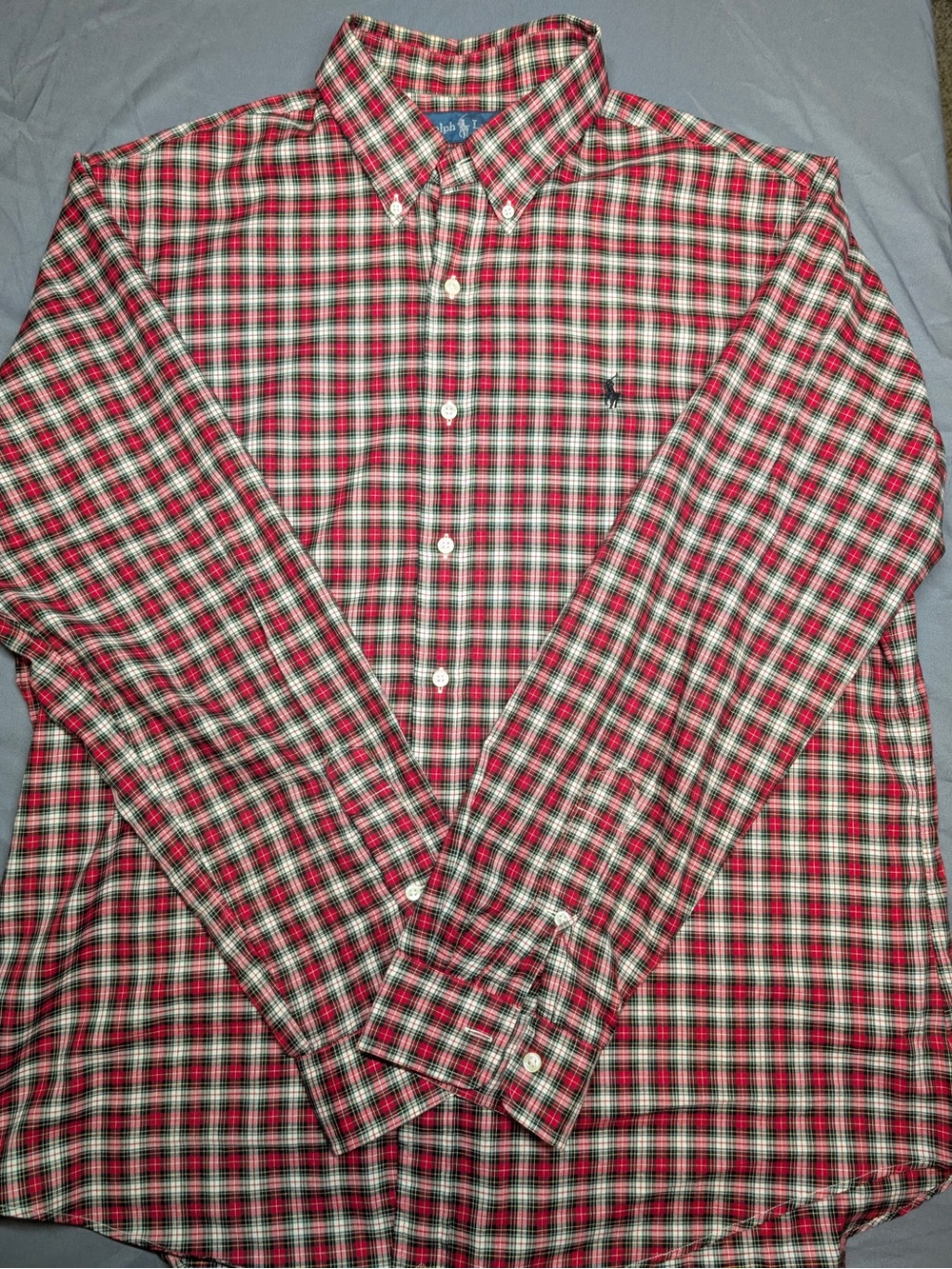 Ralph Lauren Red, Green and White Plaid Button-Down Shirt